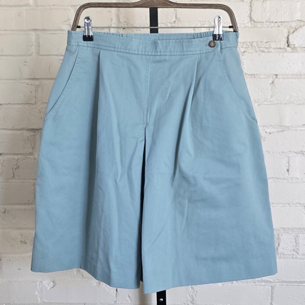Vintage Sky Blue High Waisted Shorts ┃ Coastal Grandmother Pleated Bermuda 12